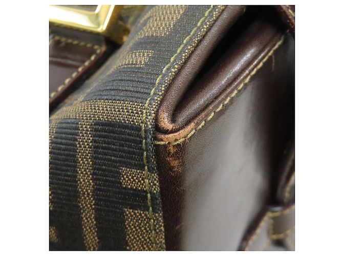 Fendi Mini Boston Handtasche mit Zucca-Muster Braun - Ansicht 12