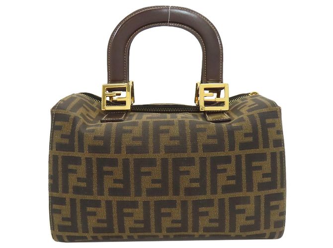 Fendi Mini Boston Handtasche mit Zucca-Muster Braun - Ansicht 2
