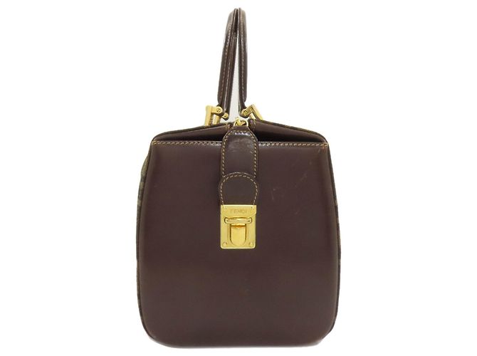 Fendi Mini Boston Handtasche mit Zucca-Muster Braun - Ansicht 3