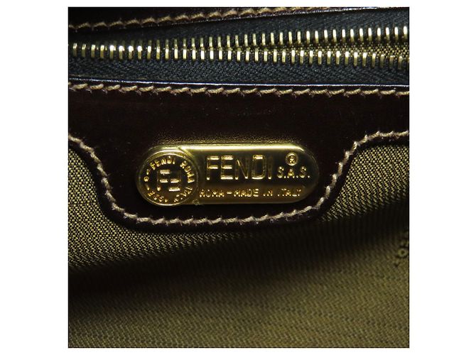 Fendi Mini Boston Handtasche mit Zucca-Muster Braun - Ansicht 6
