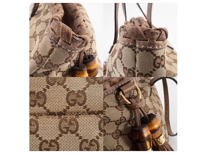 Bamboo Gucci Beiger Brauner GG Canvas Tote Bag - Ansicht 19