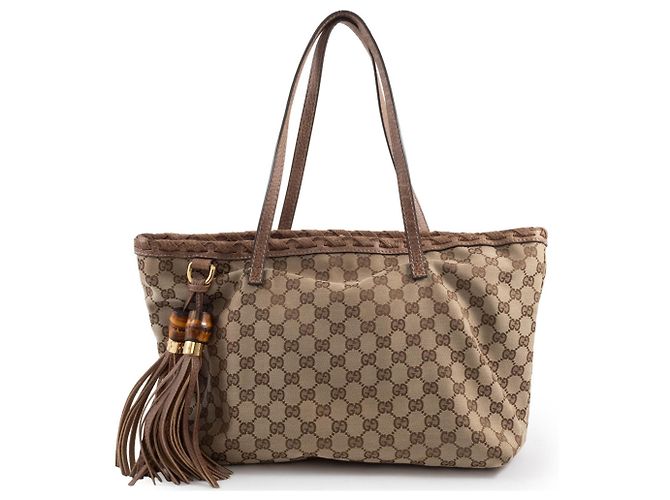 Bamboo Gucci Beiger Brauner GG Canvas Tote Bag - Ansicht 2