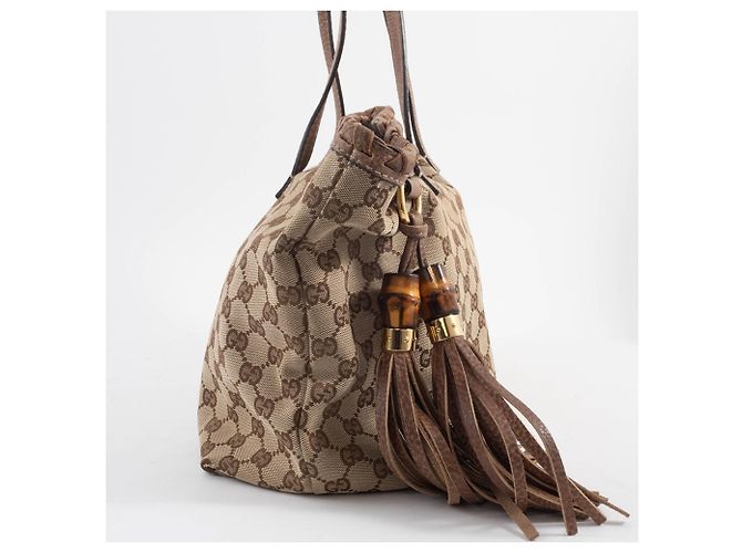 Bamboo Gucci Beiger Brauner GG Canvas Tote Bag - Ansicht 4