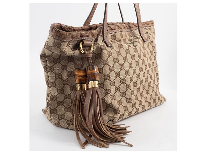 Bamboo Gucci Beiger Brauner GG Canvas Tote Bag - Ansicht 8