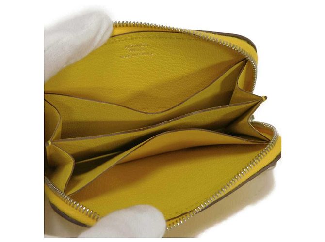 Monedero de cuero Evercalf amarillo Hermès - vista 5