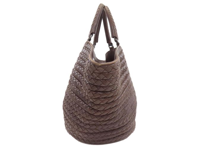 Borsa Intrecciato Bottega Veneta in pelle di vitello marrone - vista 3