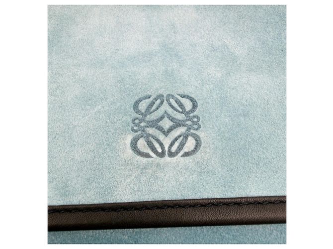 Borsa a spalla in suede blu Loewe - vista 10