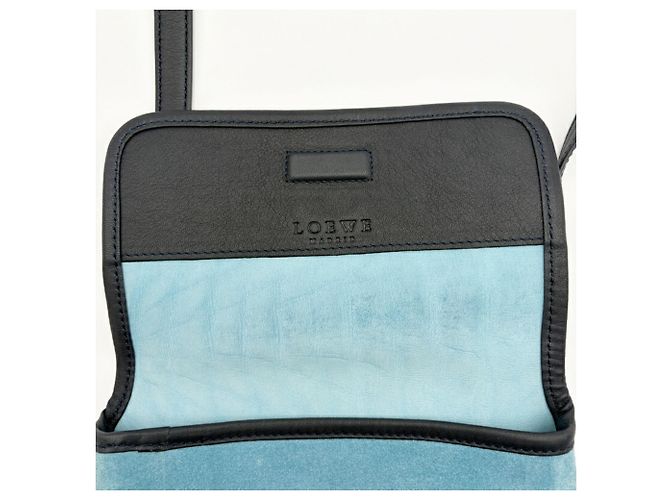 Borsa a spalla in suede blu Loewe - vista 12