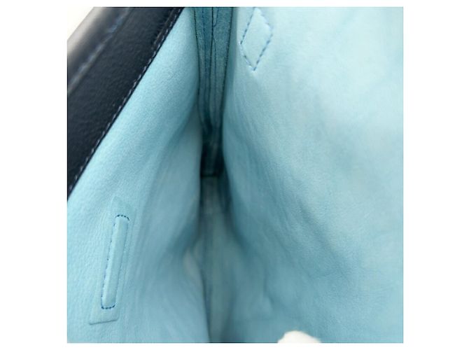Borsa a spalla in suede blu Loewe - vista 16