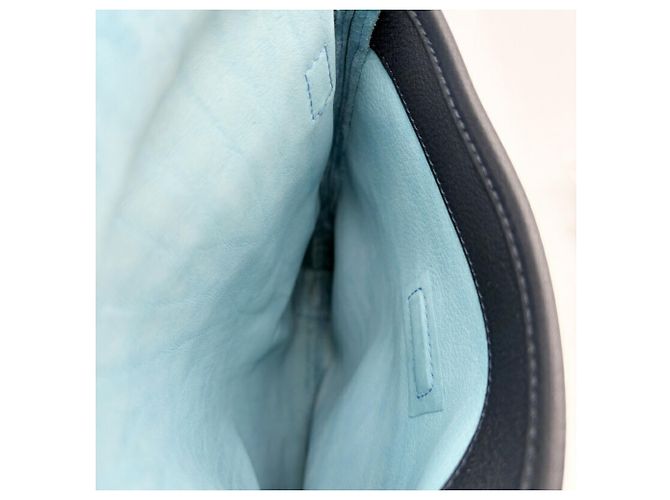 Borsa a spalla in suede blu Loewe - vista 17