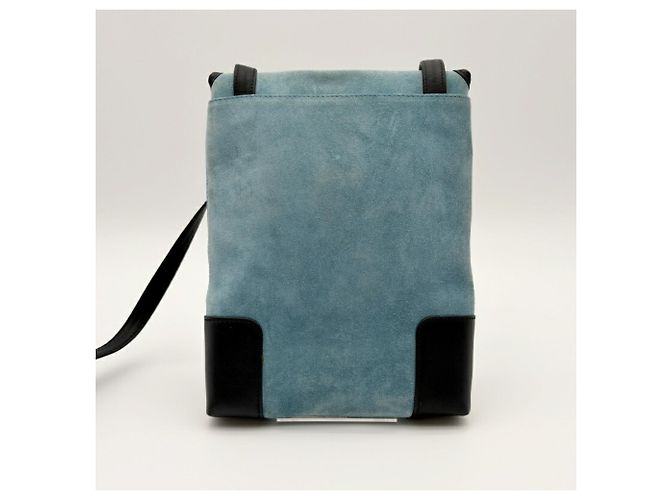 Borsa a spalla in suede blu Loewe - vista 3