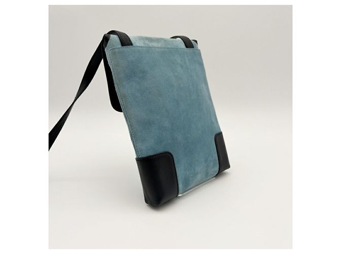 Borsa a spalla in suede blu Loewe - vista 5