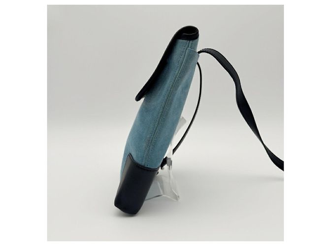 Borsa a spalla in suede blu Loewe - vista 6