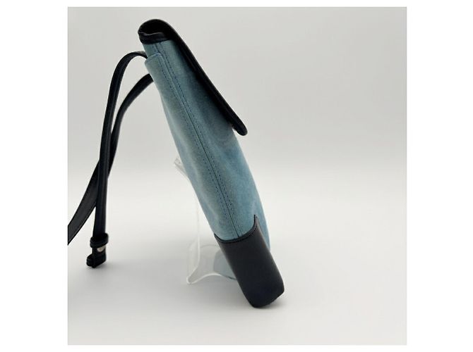 Borsa a spalla in suede blu Loewe - vista 7