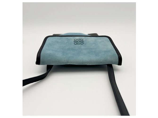Borsa a spalla in suede blu Loewe - vista 8