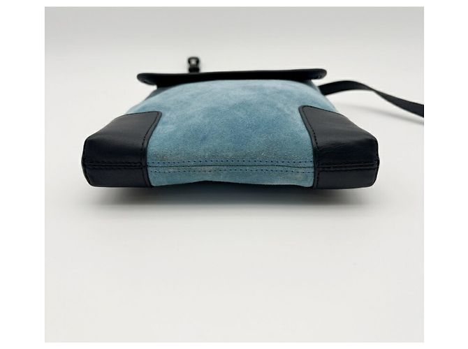 Borsa a spalla in suede blu Loewe - vista 9