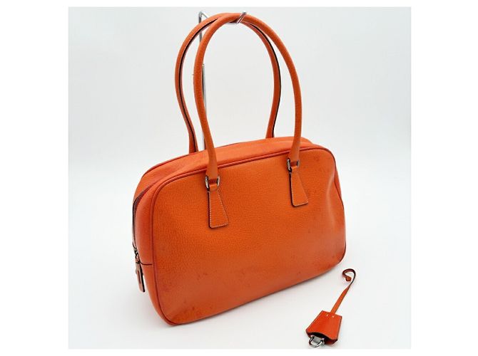Prada Orange Leder Boston Tasche - Ansicht 16