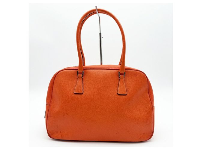 Prada Orange Leder Boston Tasche - Ansicht 2