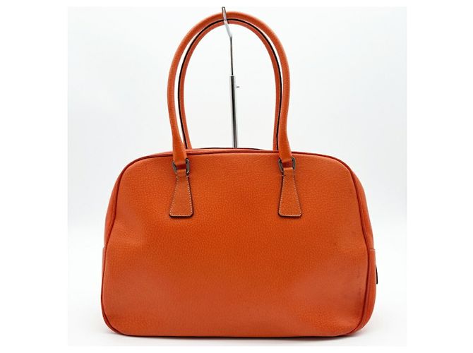 Prada Orange Leder Boston Tasche - Ansicht 3