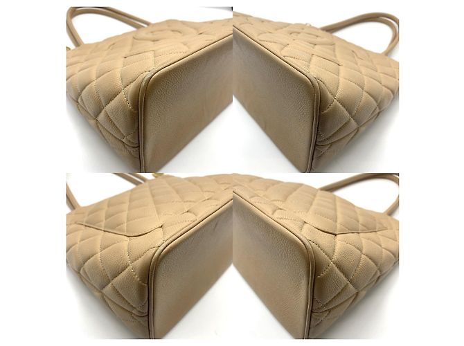 Borsa tote Chanel Reissue in pelle di vitello grana Beige - vista 3