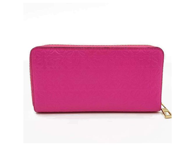 Portafoglio Lungo Anagramma Ripetuto Loewe in Pelle Rosa - vista 2