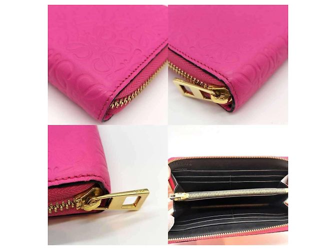 Portafoglio Lungo Anagramma Ripetuto Loewe in Pelle Rosa - vista 4