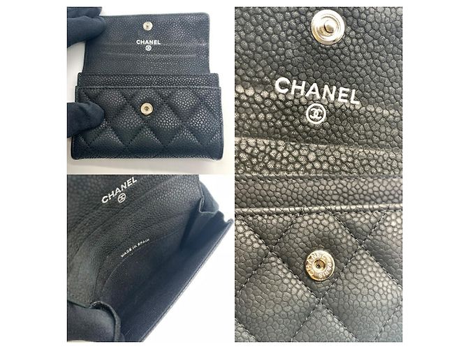 Tarjetero de piel de ternera granulada negra Chanel Negro - vista 4