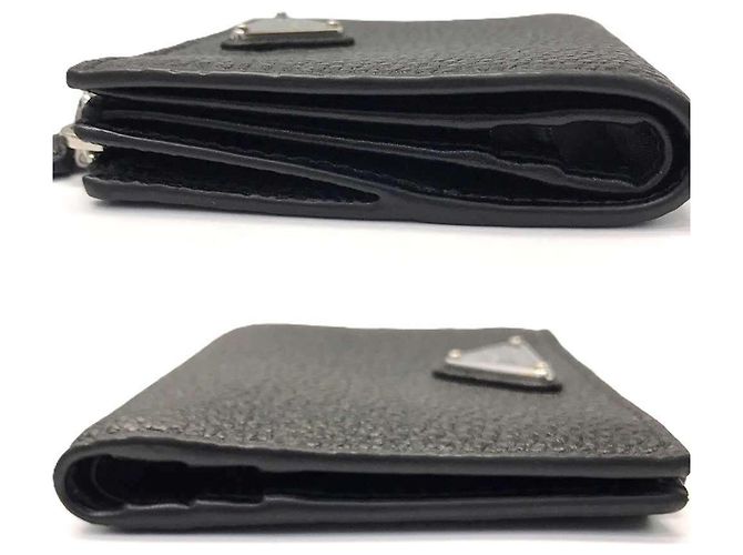 Portafoglio bi-fold Prada in pelle nera Nero - vista 3