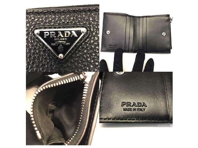 Portafoglio bi-fold Prada in pelle nera Nero - vista 4