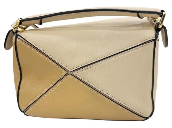 Borsa a spalla Loewe Puzzle Mini in pelle di vitello Beige - vista 2