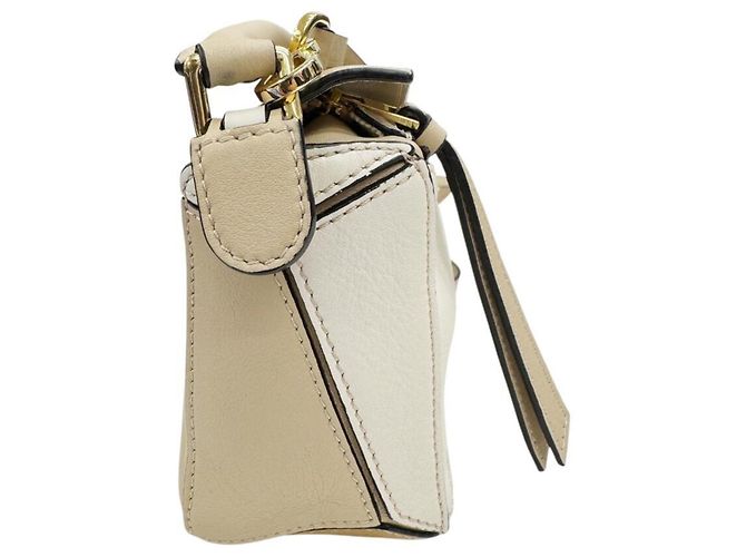 Borsa a spalla Loewe Puzzle Mini in pelle di vitello Beige - vista 3