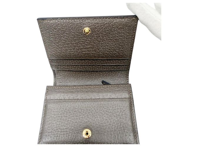 Billetera Compacta Ophidia en Lona GG de Gucci Castaño Beige - vista 12