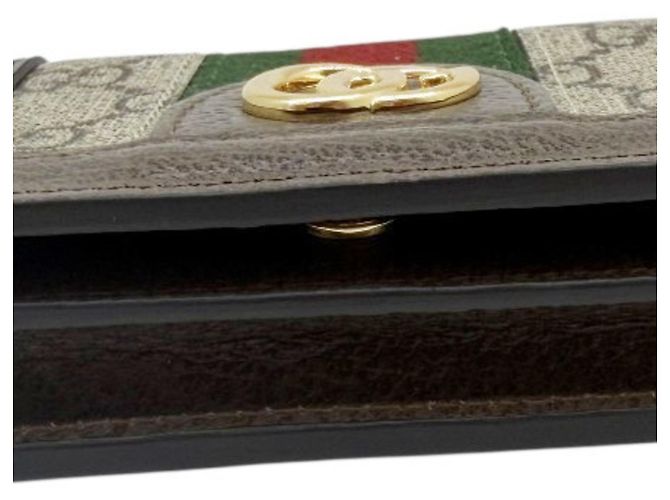 Billetera Compacta Ophidia en Lona GG de Gucci Castaño Beige - vista 5