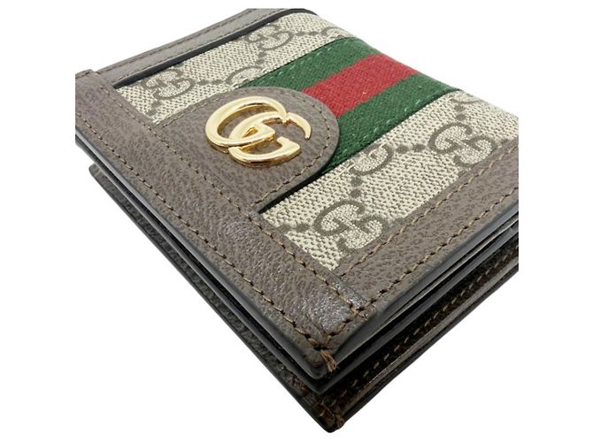 Billetera Compacta Ophidia en Lona GG de Gucci Castaño Beige - vista 6