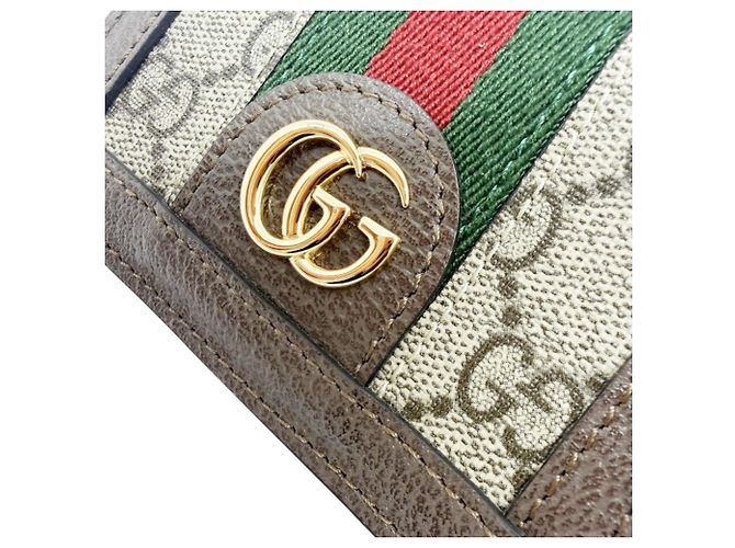 Billetera Compacta Ophidia en Lona GG de Gucci Castaño Beige - vista 9