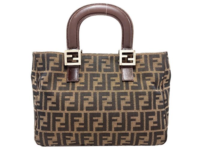 Fendi Zucca-Muster Canvas-Handtasche Braun - Ansicht 2