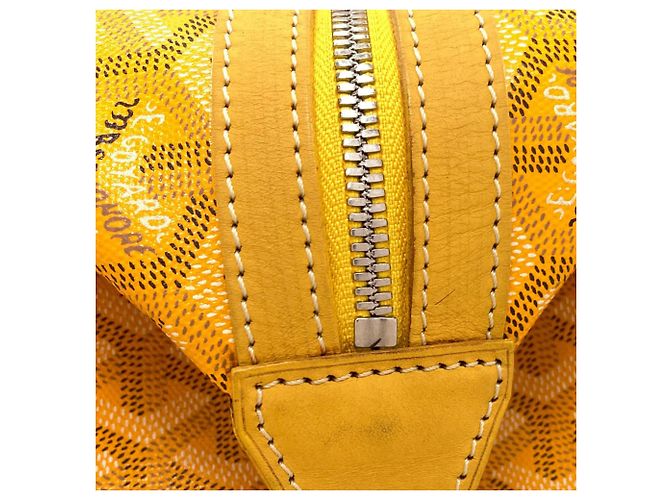 Goyard Boeing 30 Herringbone Pattern Boston Bag Yellow - view 12