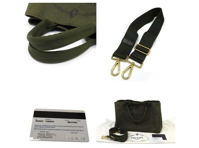 Borsa Tote Canapa di Prada Cachi - vista 9