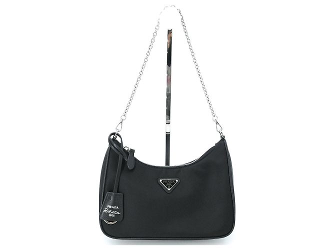 PRADA Re-Edition 2005 Borsa a Spalla in Nylon e Pelle Nero - vista 2