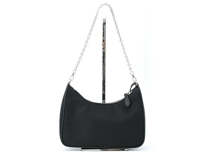 PRADA Re-Edition 2005 Borsa a Spalla in Nylon e Pelle Nero - vista 3