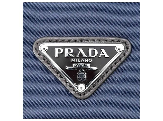 Borsa a Spalla in Camoscio e Nylon Prada Marrone Blu navy - vista 11