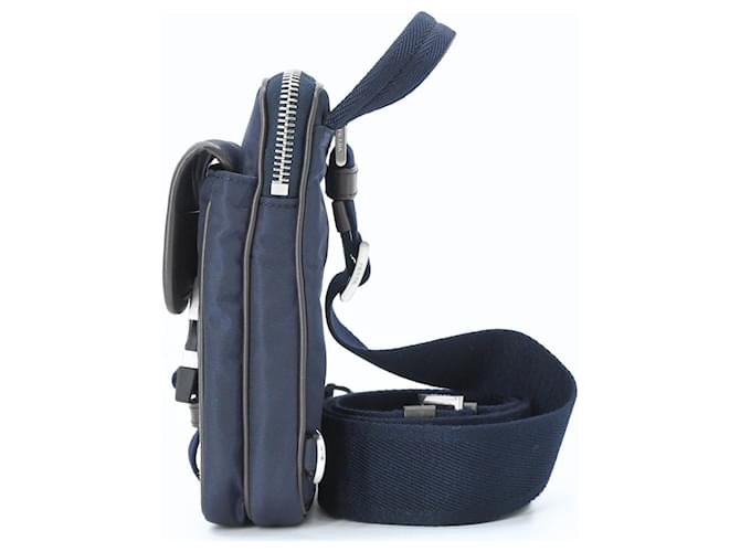 Borsa a Spalla in Camoscio e Nylon Prada Marrone Blu navy - vista 5