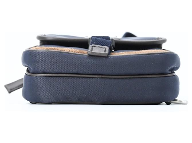 Borsa a Spalla in Camoscio e Nylon Prada Marrone Blu navy - vista 6