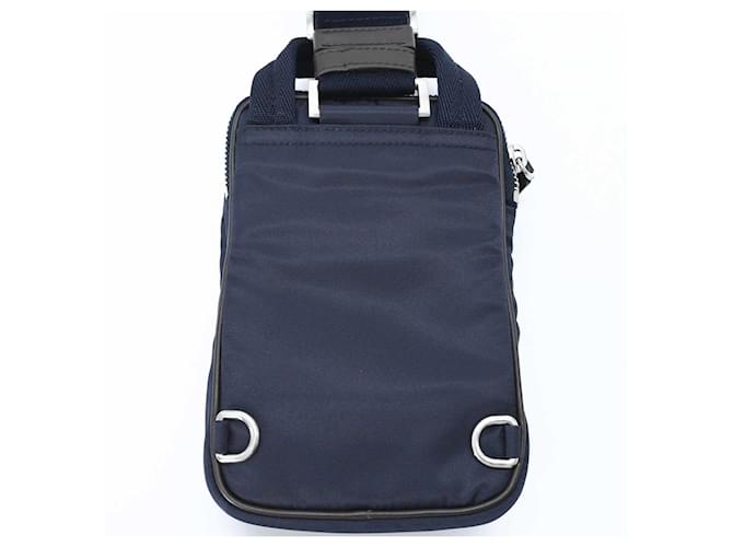 Borsa a Spalla in Camoscio e Nylon Prada Marrone Blu navy - vista 8