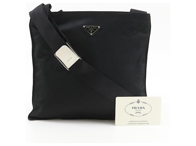 Borsa a spalla in satin Prada Nero - vista 14