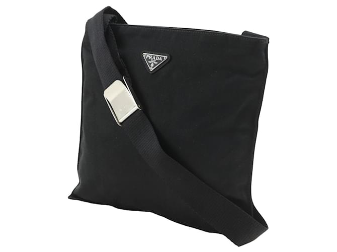 Borsa a spalla in satin Prada Nero - vista 2
