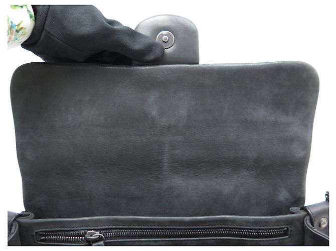BORSA CHANEL JUMBO A FLAP SINGOLO LOGO CC RUTHENIUM BORSA CON CATENA CC Grigio antracite - vista 10