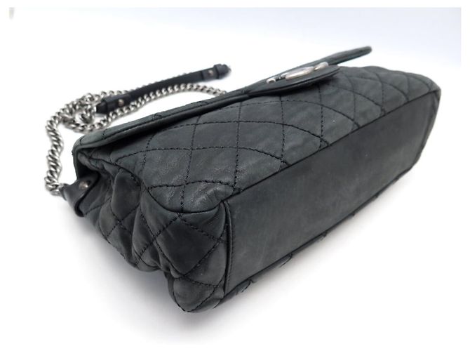 BORSA CHANEL JUMBO A FLAP SINGOLO LOGO CC RUTHENIUM BORSA CON CATENA CC Grigio antracite - vista 5