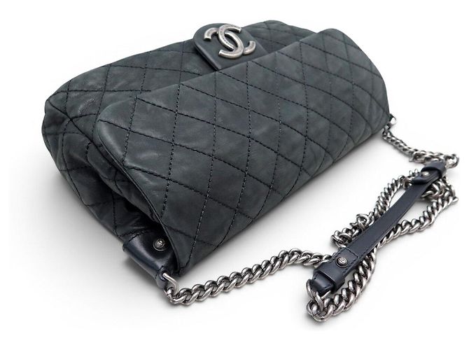 BORSA CHANEL JUMBO A FLAP SINGOLO LOGO CC RUTHENIUM BORSA CON CATENA CC Grigio antracite - vista 6