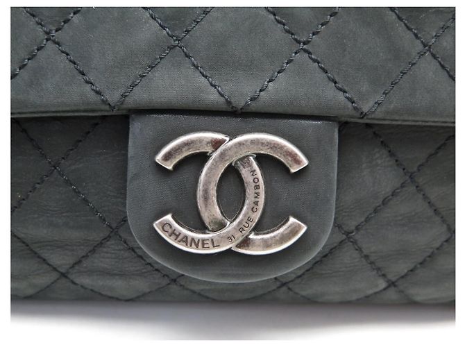 BORSA CHANEL JUMBO A FLAP SINGOLO LOGO CC RUTHENIUM BORSA CON CATENA CC Grigio antracite - vista 8